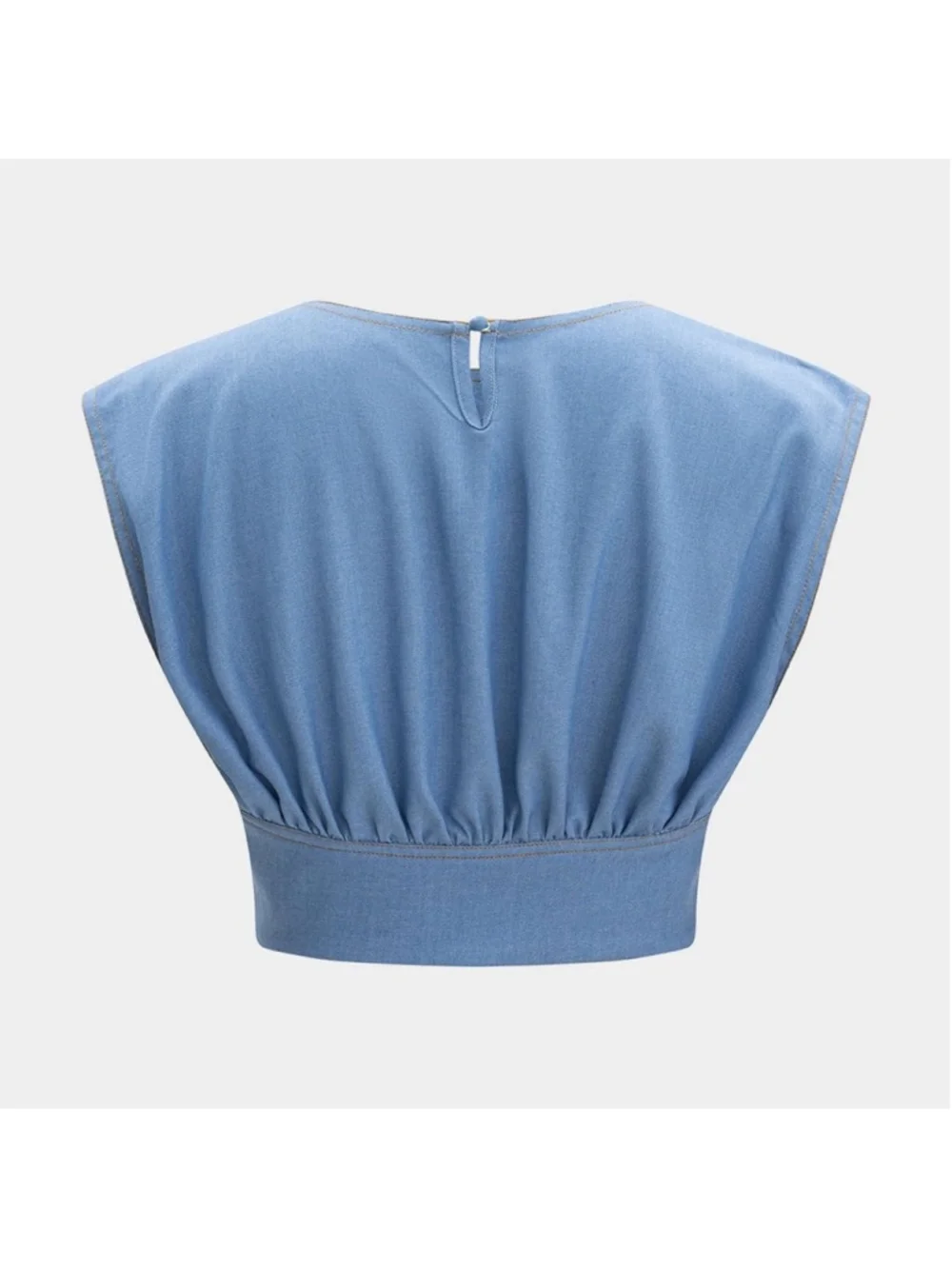 Micas denim look bubble shorts crop top set S Ma2